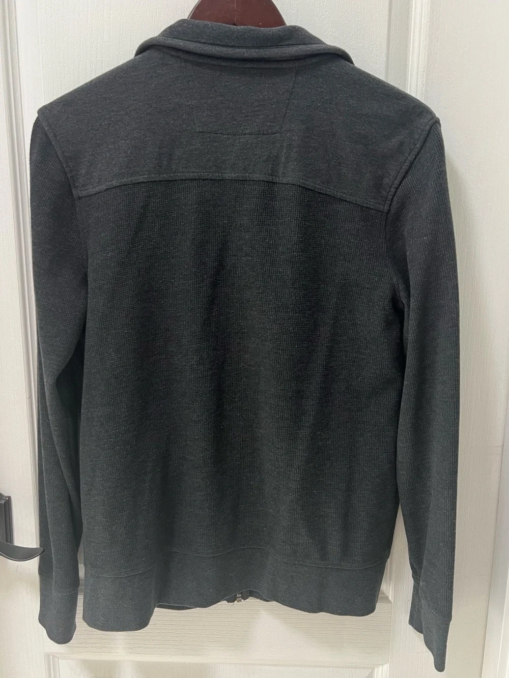 Banana Republic Mens Grey Full Zip Utility Jacket Ribbed Knit Button Pocket M
